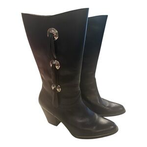 Harley-Davidson Rare Vintage Concho Fringe Tall Western Biker Heeled Boots Sz 9